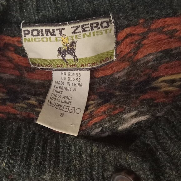 Point Zero Nicole Benisti Cardigan Designed Pattern 100 % Wool Size S - Picture 5 of 6